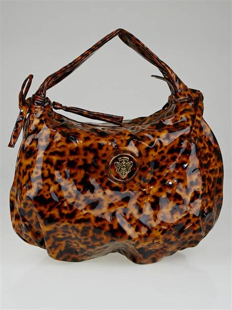 gucci hysteria tortoise|Tortoise Shell Patent Leather Hysteria Medium Hobo Bag.